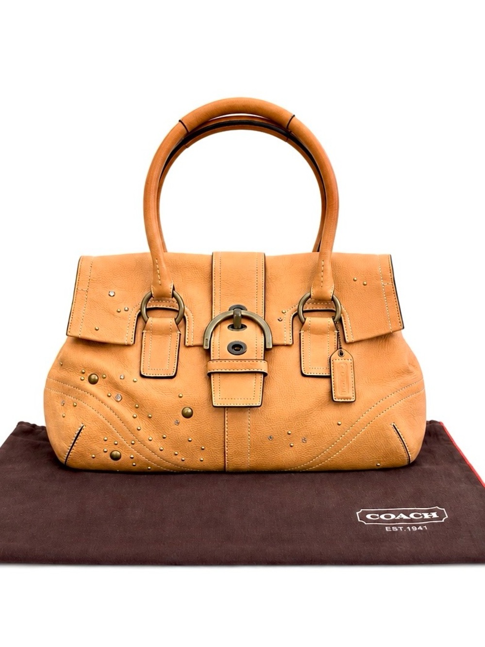 COACH Vintage 2005 Soho Swarovski Crystal Studded Flap Satchel W/ Dustbag